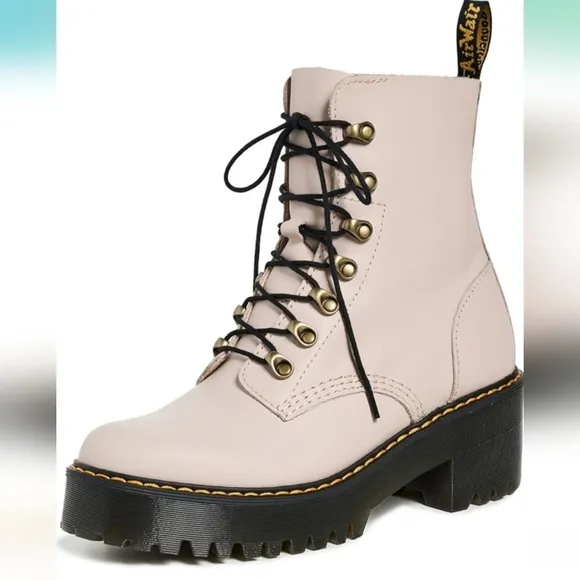 Dr. Martens Cream Combat Boots with Chunky Sole