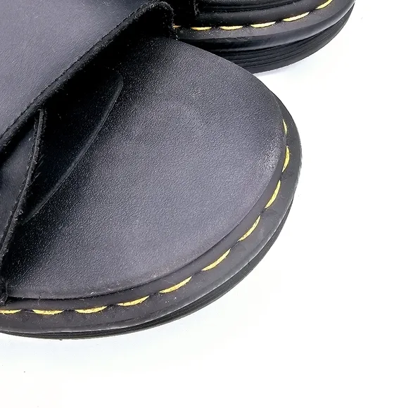 Dr. Martens Dax Black Leather Slide Sandals AW004