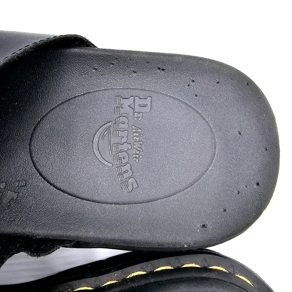 Dr. Martens Dax Black Leather Slide Sandals AW004