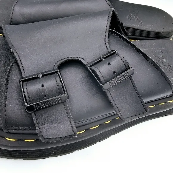 Dr. Martens Dax Black Leather Slide Sandals AW004