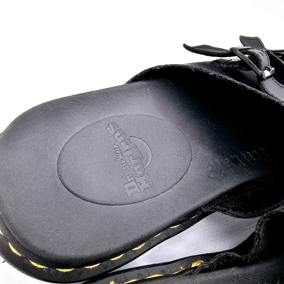 Dr. Martens Dax Black Leather Slide Sandals AW004
