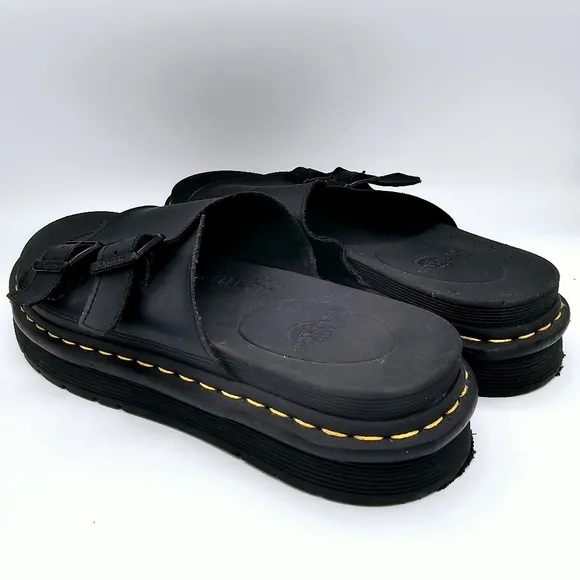 Dr. Martens Dax Black Leather Slide Sandals AW004