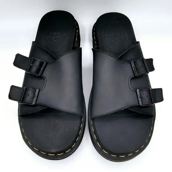 Dr. Martens Dax Black Leather Slide Sandals AW004