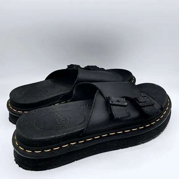 Dr. Martens Dax Black Leather Slide Sandals AW004