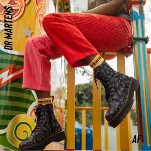 DR MARTENS JADAN PLATFORM BOOTS IN LEOPARD PRINT NWT NEW BLACK AND GREY