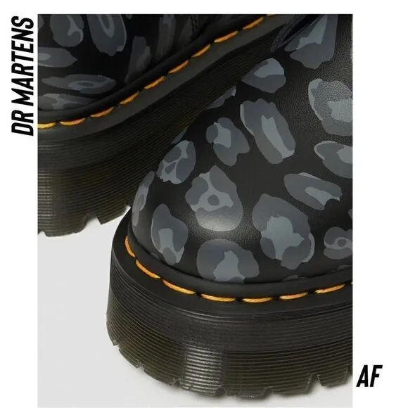 DR MARTENS JADAN PLATFORM BOOTS IN LEOPARD PRINT NWT NEW BLACK AND GREY