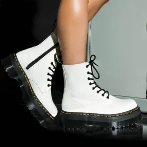 Dr. Martens Jadon Smooth White Chunky Sole Platform Boots