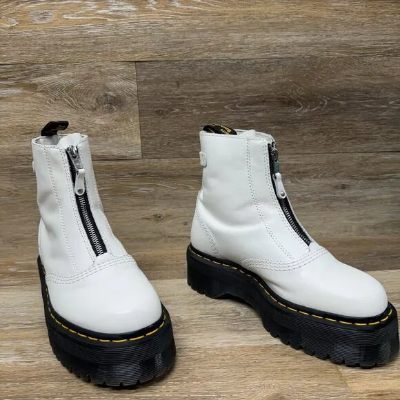 Dr. Martens Jetta Zipped Sendal Leather White  Platform Boots Women's Si…