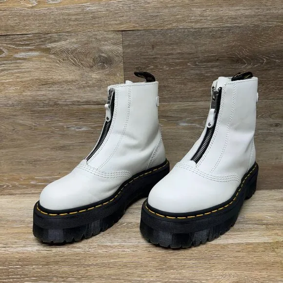 Dr. Martens Jetta Zipped Sendal Leather White  Platform Boots Women's Si…