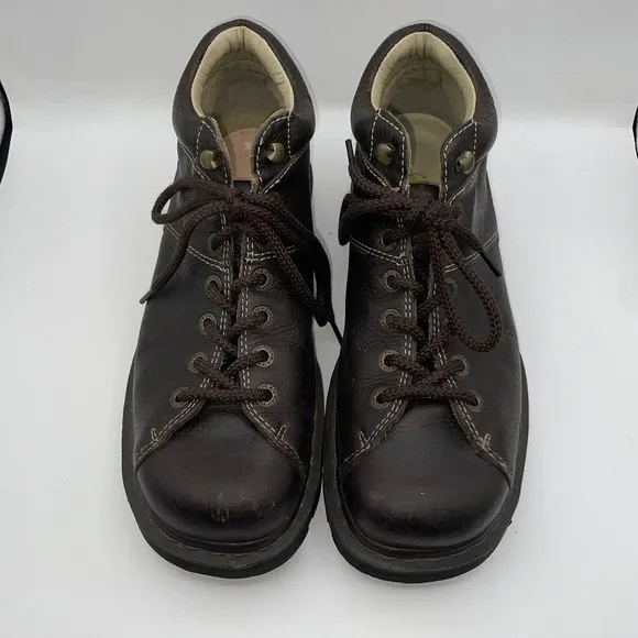 Dr. Martens Mens Sz 11 Brown Pebbled Leather 6 Eye Ankle Boots Y2K chunky sole