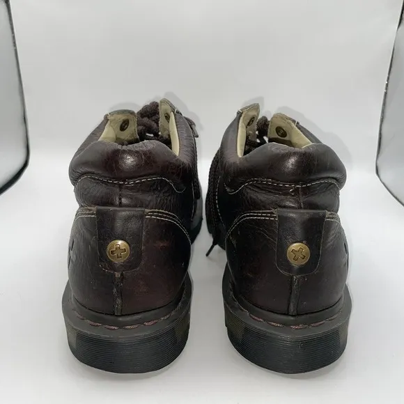 Dr. Martens Mens Sz 11 Brown Pebbled Leather 6 Eye Ankle Boots Y2K chunky sole