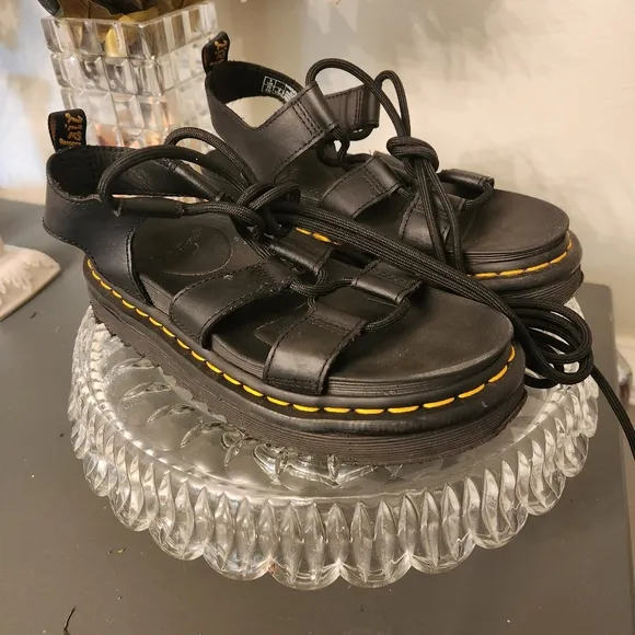 Dr. Martens Nartilla Leather Gladiator Sandals | Black | Size 5 | Great Conditio