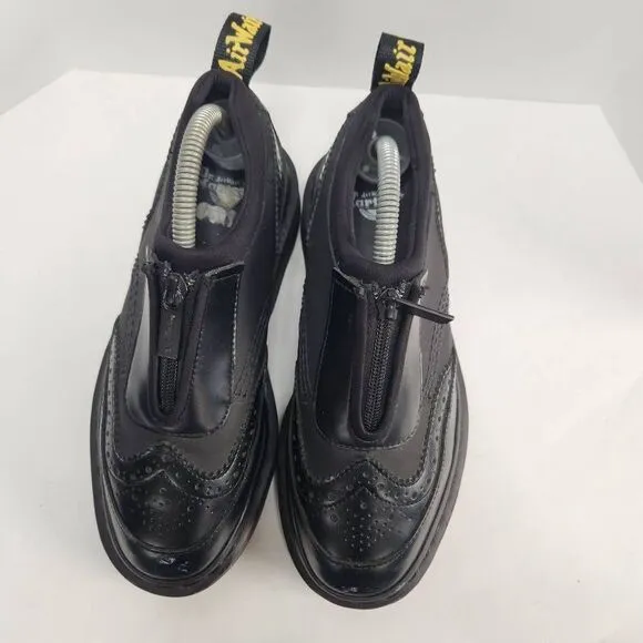 Dr. Martens Resnik Zip Brogue Women's Boots Size 5 Solid Black Platform Chunky