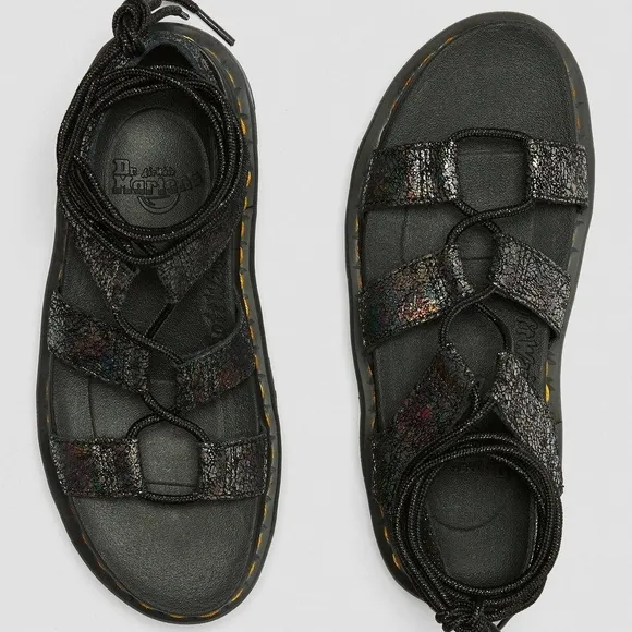 Dr. Martens The Nartilla II Iridescent Crackle Lace up Leather Sandal Size 10