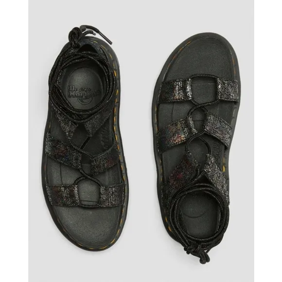 Dr. Martens The Nartilla II Iridescent Crackle Lace up Leather Sandal Size 10
