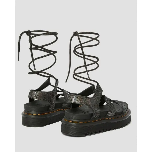 Dr. Martens The Nartilla II Iridescent Crackle Lace up Leather Sandal Size 10