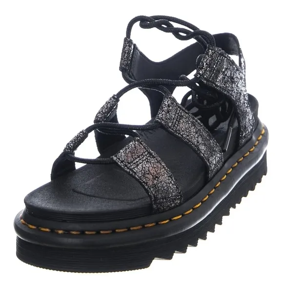 Dr. Martens The Nartilla II Iridescent Crackle Lace up Leather Sandal Size 10
