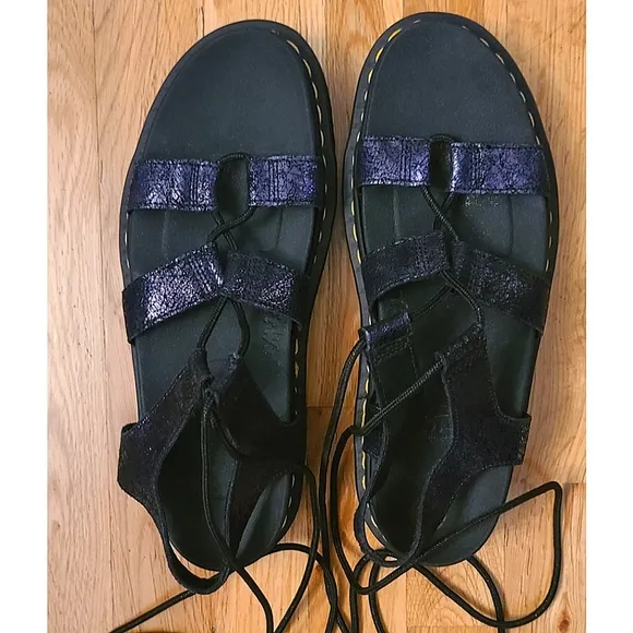 Dr. Martens The Nartilla II Iridescent Crackle Lace up Leather Sandal Size 10