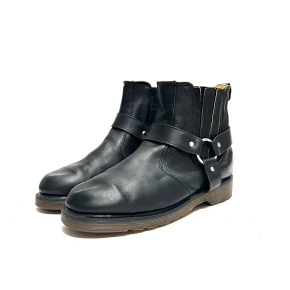 DR. MARTENS | Vintage 1990s black leather harness Chelsea boots MADE IN ENGLAND
