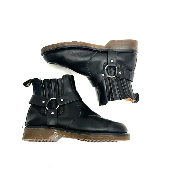 DR. MARTENS | Vintage 1990s black leather harness Chelsea boots MADE IN ENGLAND