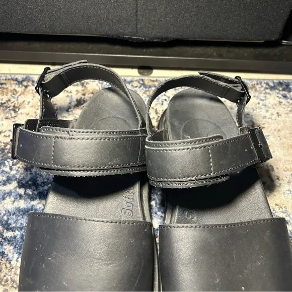 Dr. Martens Voss Soft Wair Black Leather Strap Platform Sandals Size 10
