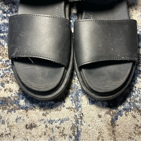 Dr. Martens Voss Soft Wair Black Leather Strap Platform Sandals Size 10