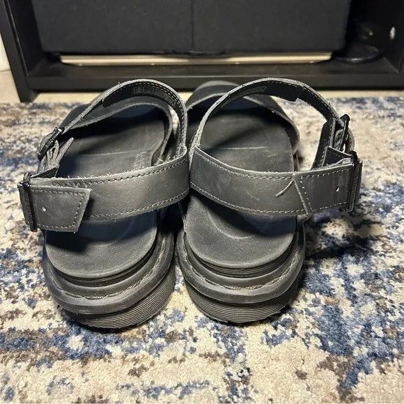 Dr. Martens Voss Soft Wair Black Leather Strap Platform Sandals Size 10