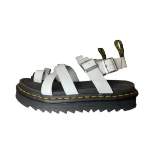 Dr. Martens White Avry Hydro Leather Platform Sandals Size 10
