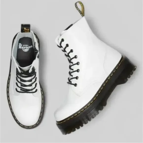 Dr. Martens White Combat Boots with Chunky Platform