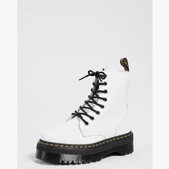 Dr. Martens White Combat Boots with Chunky Platform