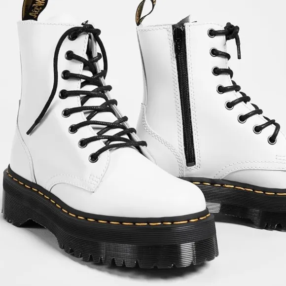Dr. Martens White Combat Boots with Chunky Platform