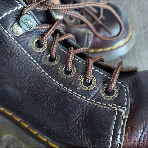 Dr. Martens 8542 Women Sz 6 UK‎ 4 Chunky Brown Leather Ankle Boot Y2K Combat