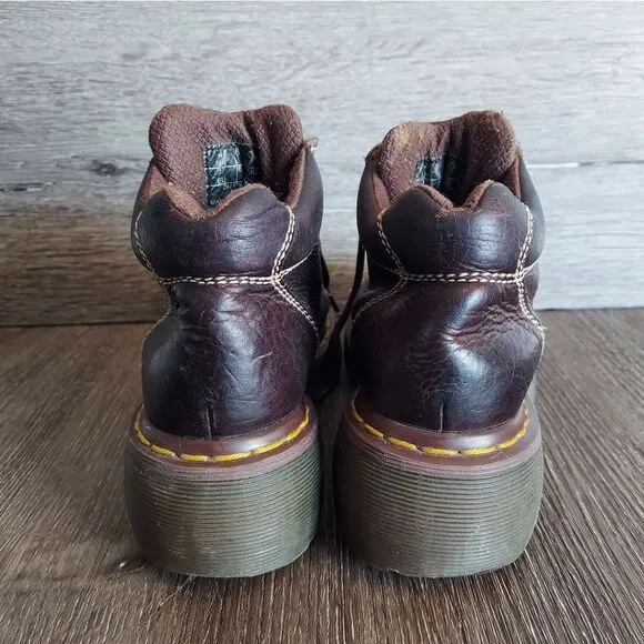 Dr. Martens 8542 Women Sz 6 UK‎ 4 Chunky Brown Leather Ankle Boot Y2K Combat