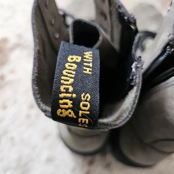 Dr. Martens Jadon Nickel Gray Platform Zip Nubuck Boots Women's Size 8 NEW