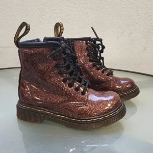 Dr. Martins 1460 Glitter Zip Lace Maroon Boots Toddler Sz 7
