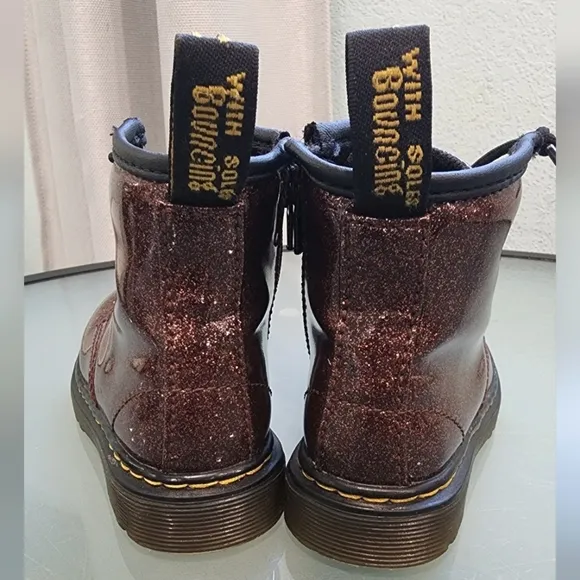 Dr. Martins 1460 Glitter Zip Lace Maroon Boots Toddler Sz 7