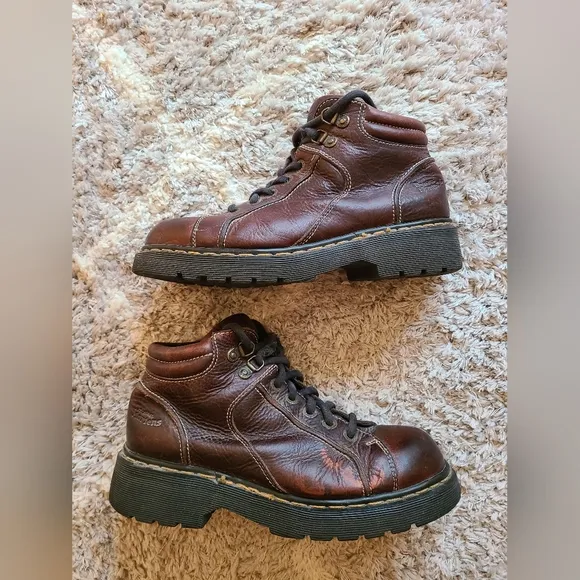 Dr.Martens 9352 Vintage Chunky Heel Lace-Up‎ Leather Brown Boots Made In England