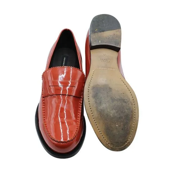 Dsquared2 High-Shine Penny Loafers in Red Leather