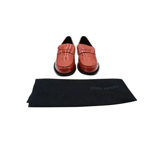 Dsquared2 High-Shine Penny Loafers in Red Leather