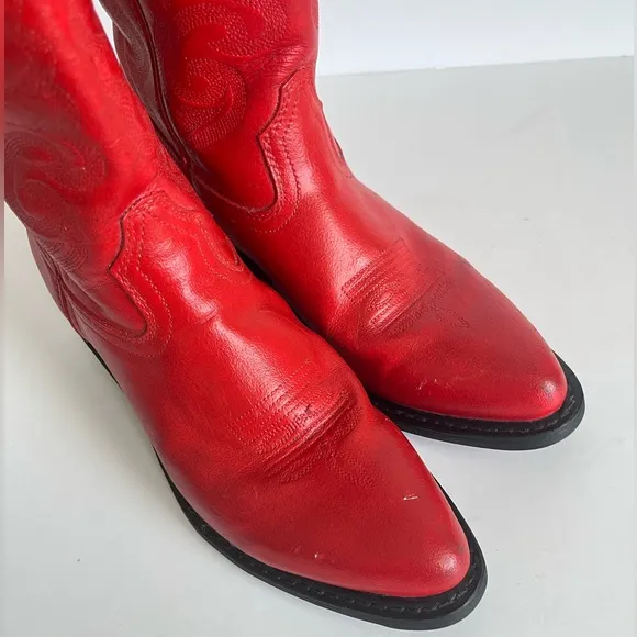 Durango dyed red Leather Mid-Calf Western RD4111 Pointed Toe cowboy boots 8M