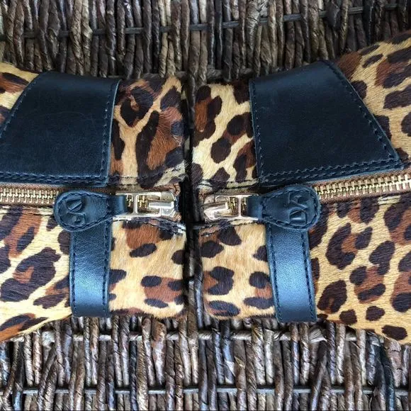 DVF Vacchetta Leopard Heeled Calf Hair Ankle Boots