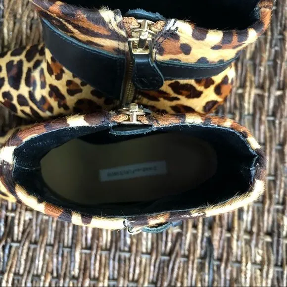 DVF Vacchetta Leopard Heeled Calf Hair Ankle Boots