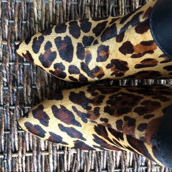 DVF Vacchetta Leopard Heeled Calf Hair Ankle Boots