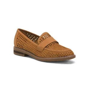 EARTH Dark Natural Suede Jacara Perforated Comfort Loafers