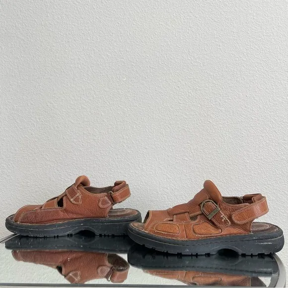 EARTH SHOE Vintage 90s Mens Brown Leather Doc Marten Vibes Fisherman Sandals