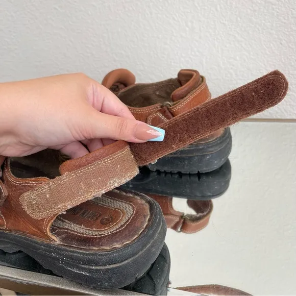 EARTH SHOE Vintage 90s Mens Brown Leather Doc Marten Vibes Fisherman Sandals