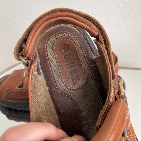 EARTH SHOE Vintage 90s Mens Brown Leather Doc Marten Vibes Fisherman Sandals
