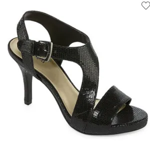 East 5th Jackie Womens Pumps Black Lizard 9 1/2 Open Toe Sandals NEW IN BOX