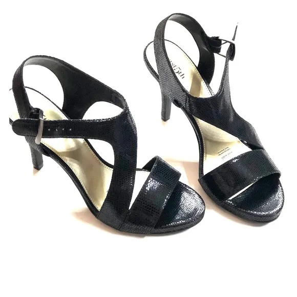 East 5th Jackie Womens Pumps Black Lizard 9 1/2 Open Toe Sandals NEW IN BOX