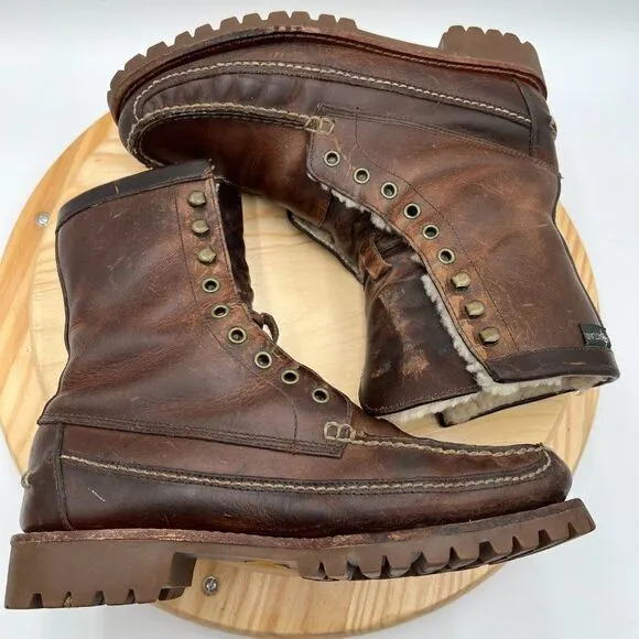 Eastland Baxter 1955 Field Boots Mens 8 Leather Moc Toe Lined Vibram Mid Calf